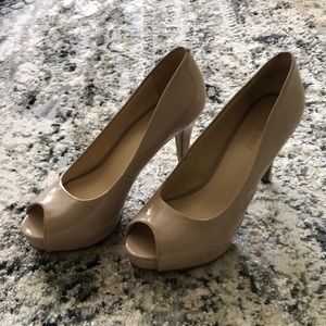 Nine West Nude Peep Toe Heels
